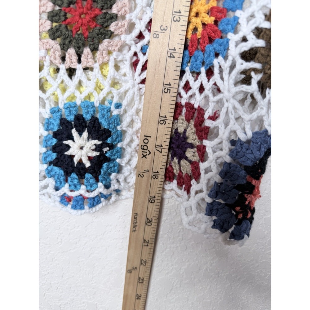 Hand Made Top Womens L Floral Granny Square Crochet Crop Hippie Festival NWT - Picture 10 of 12